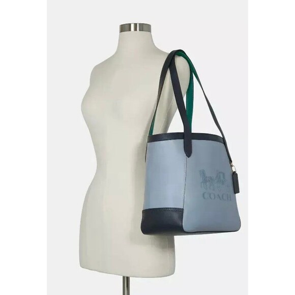 New Coach C5676 Tote in Colorblock with Horse and Carriage Leather Twilight - Picture 3 of 4